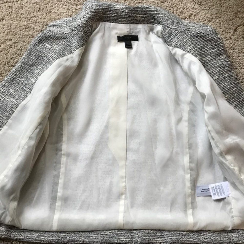 NWOT. J. Crew Zip jacket in black-and-white twee - Picture 7 of 8
